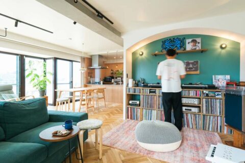 マンションリノベーション、フィールドガレージ(FIELDGARAGE)、DJブース、グリーン、趣味部屋