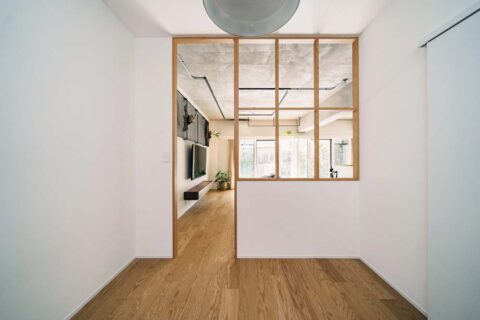 マンションリノベーション、株式会社Standard、室内窓、ガラスなし、腰壁