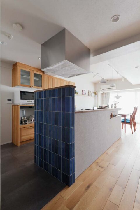 マンションリノベーション、スタイル工房、キッチン、腰壁、タイル