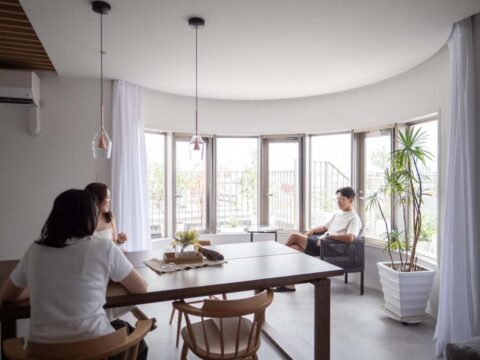 マンションリノベーション、CLOCK(クロック)、出窓、カーテンボックス、ダイニング