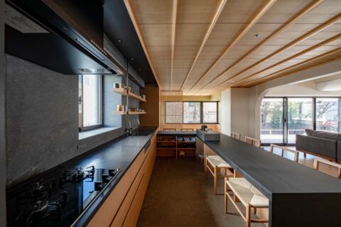 戸建てリノベーション、エキップ(equip)、キッチン、L字カウンター、オーダー製作、人工大理石